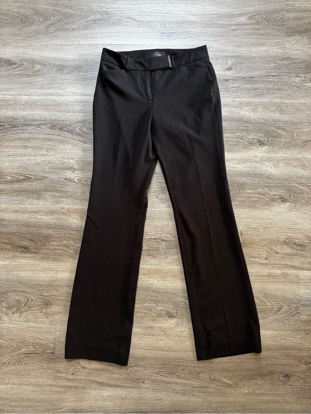 WHBM Slim Bootcut Work Pants Trousers Black Faux Belt Petite 0P